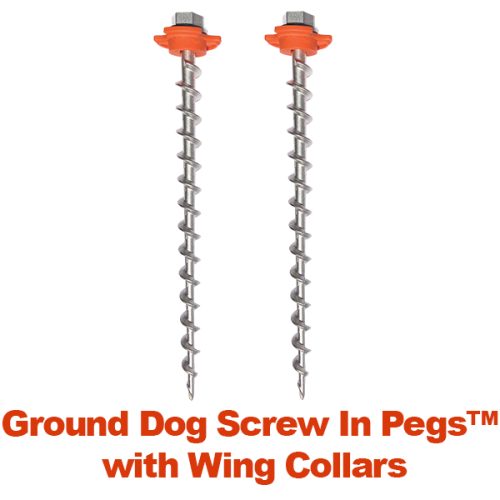 Ground dog screw in pegs with wing collars